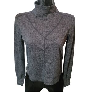 Black Mountain Grey Herringbone High Neck Moisture Wick Activewear Top XS